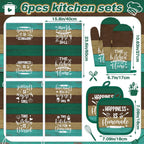 Fourluoo 8 Pcs Teal Green Kitchen Towels Oven Mitts and Pot Holders Sets