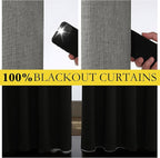 NICETOWN Grizzle Gray Vintage Linen 100% Blackout Curtains - Image 4