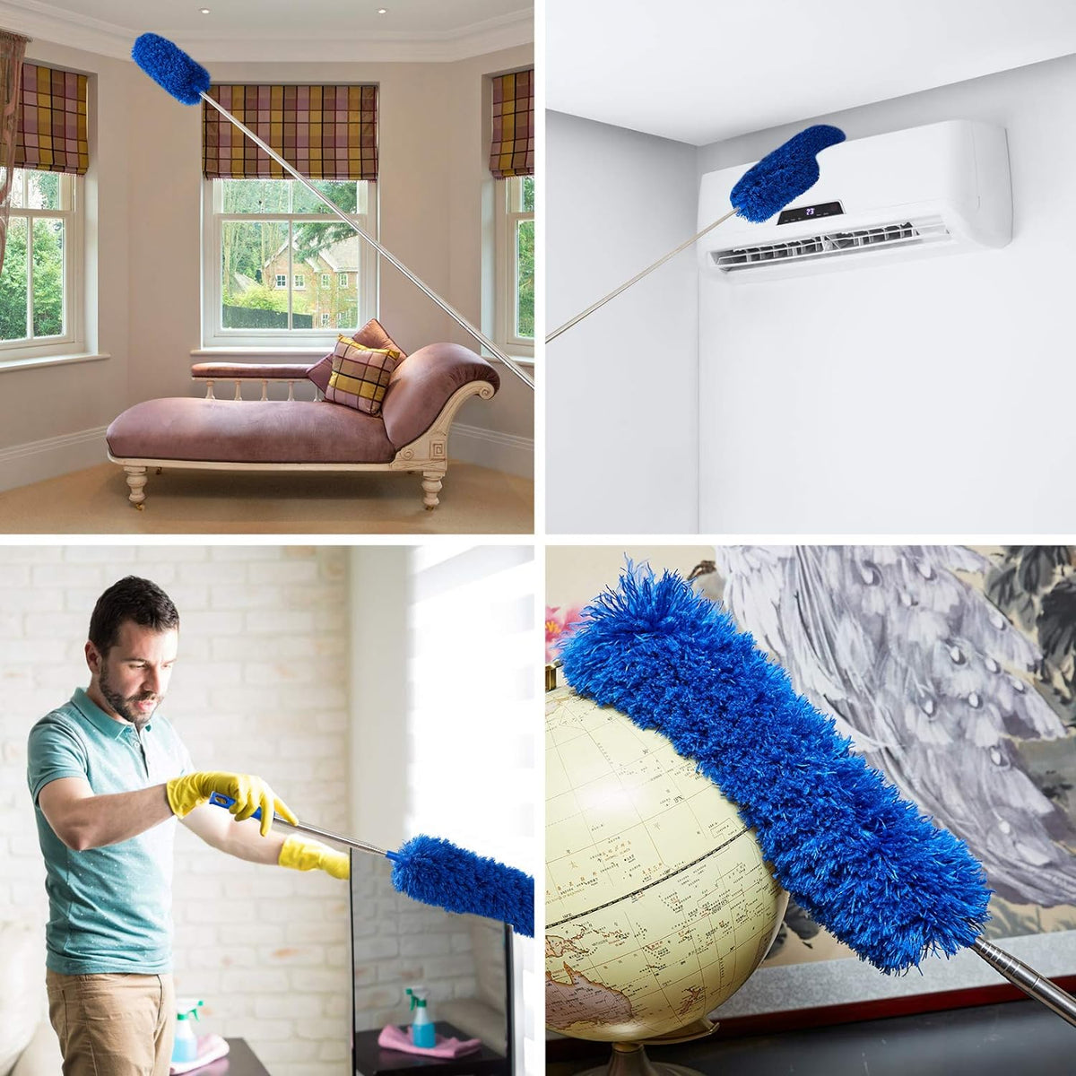 Cobweb Duster with ExtensionPole,Dusters for Cleaning with 2 DusterHeads