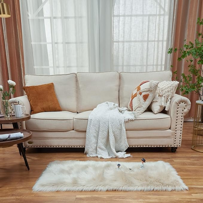 EasyJoy Ultra Soft Fluffy Shaggy Area Rug Faux Fur Rug Chair Cover Seat Pad - Image 2