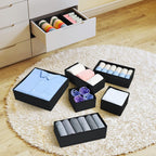 DIMJ Drawer Organizer 15 Pack - Foldable Baby Organizers and Storage & Dresser Organizer for Nursery, Bedroom, Closet - Nursery Organization Dresser Dividers for underwear, Sock,Bra, Belt, Tie，Black