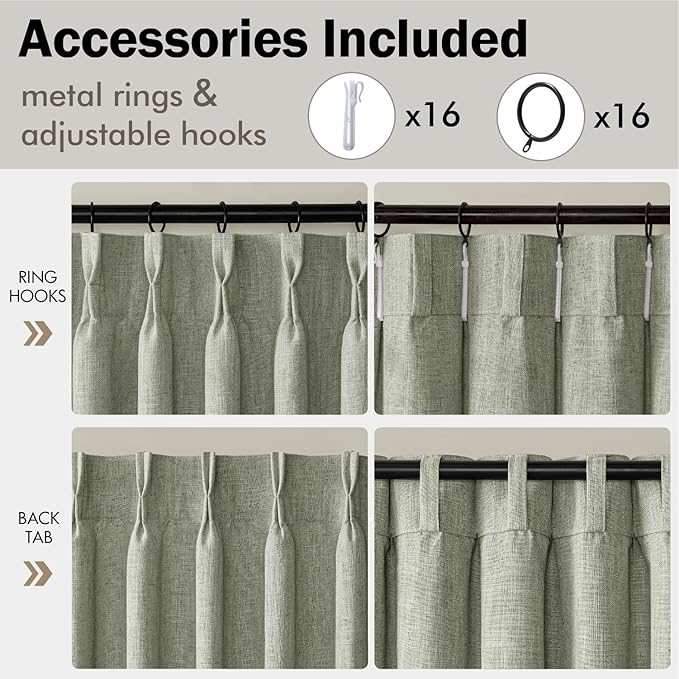 MIULEE Pinch Pleated Thick Linen Curtains 84 Inches Long 2 Panels - Image 8