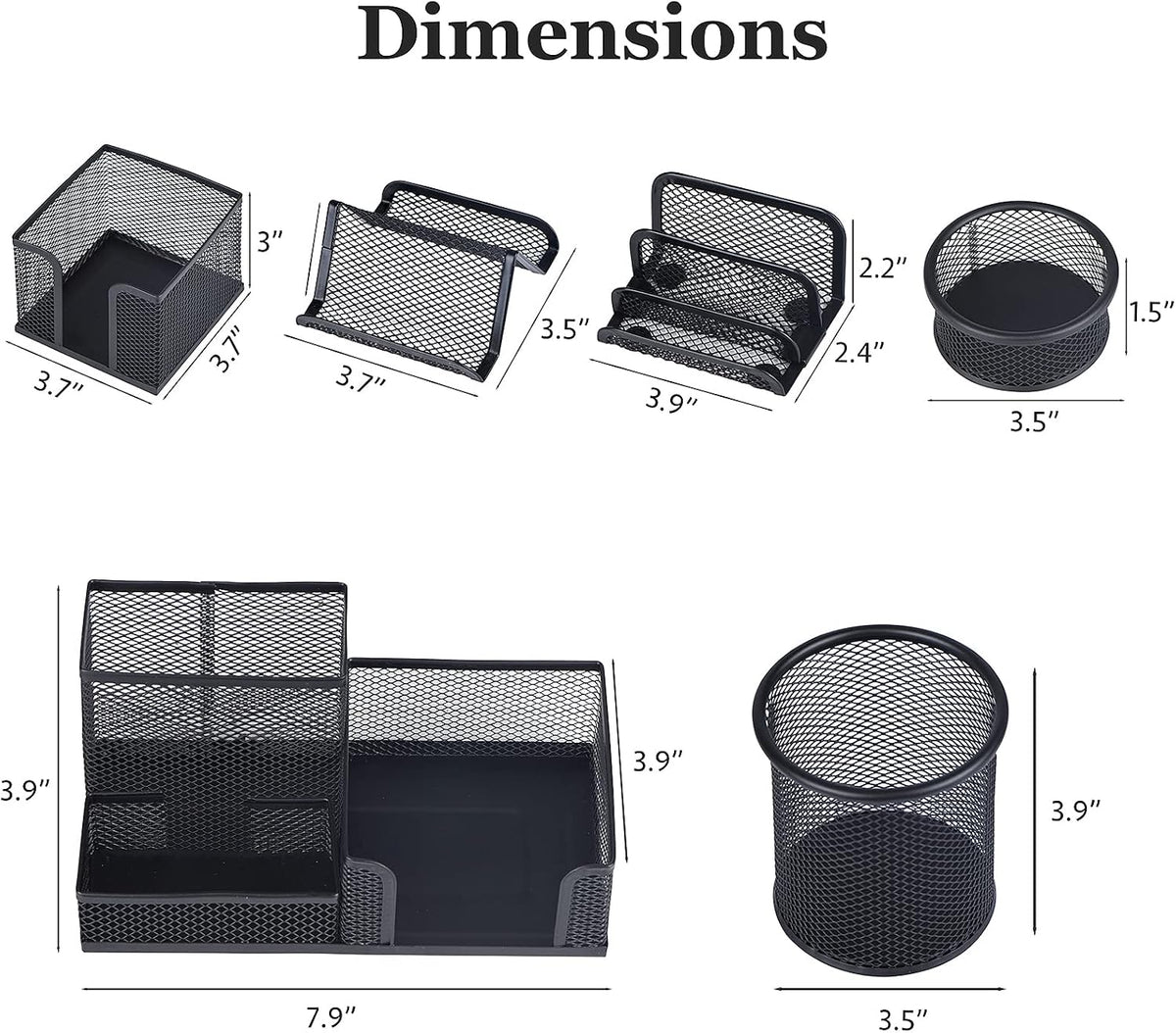 Desk Organizers set with Mesh Pen Holder Cup Office Supply(6 Piece set)