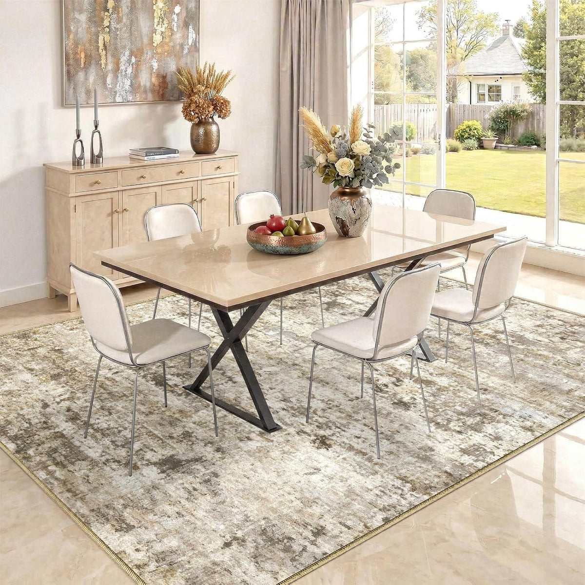 6x9 Area Rugs Washable Modern Abstract Living Room Bedroom Rug