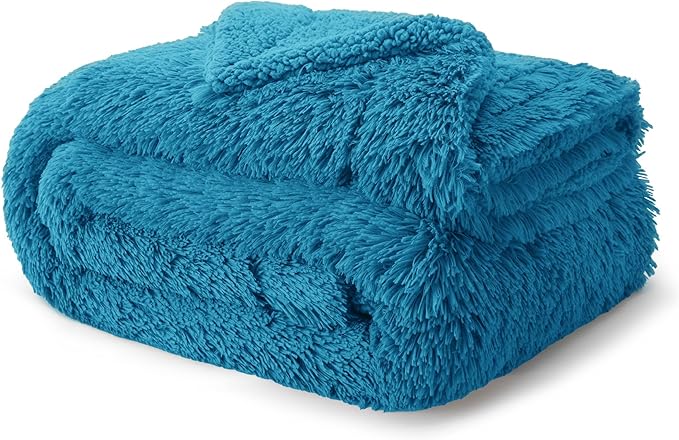 Bedsure GentleSoft Fluffy Bright Blue Blankets Queen Size - Image 9