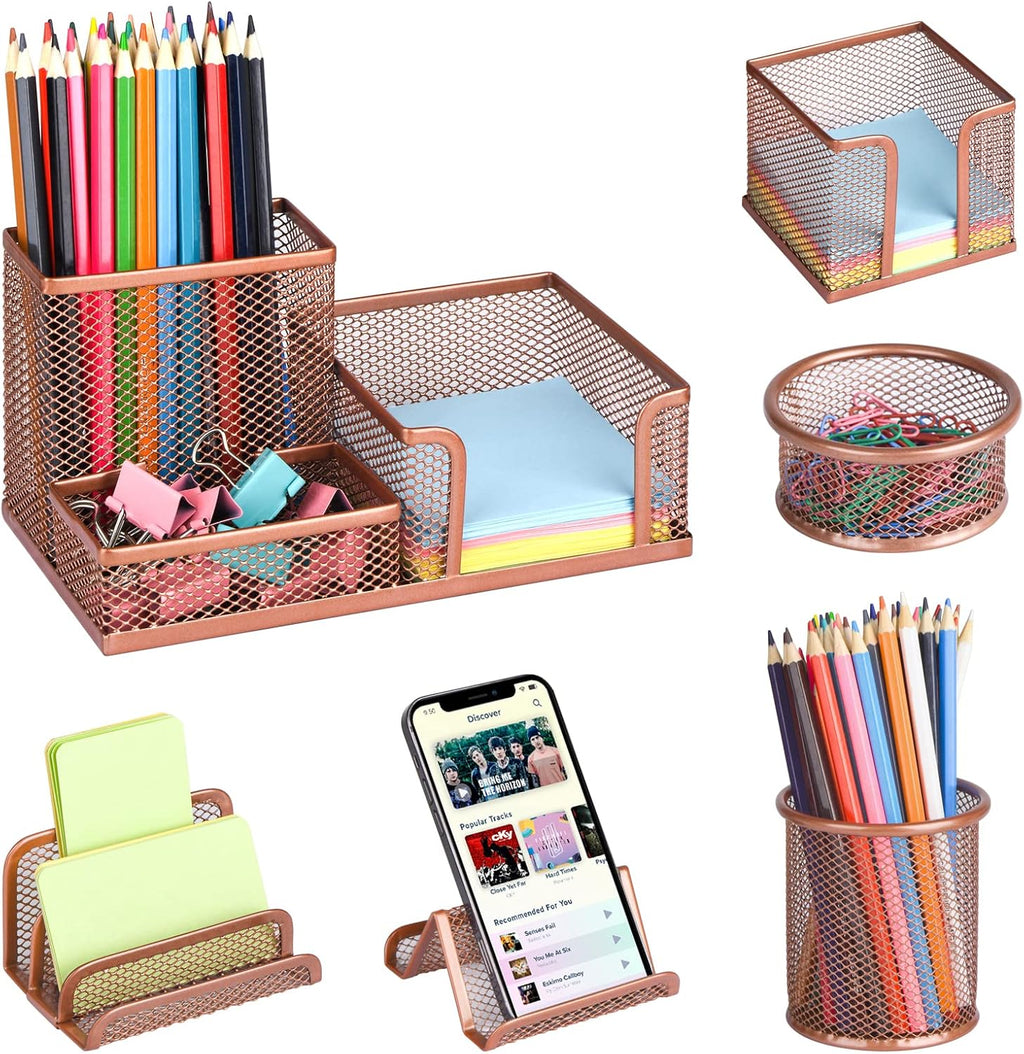 Desk Organizers set with Mesh Pen Holder Cup Office Supply(6 Piece set)