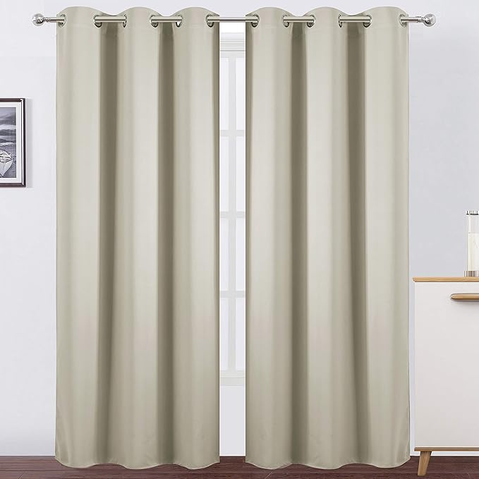 LEMOMO Light Beige Thermal Blackout Curtains/38 x 84 Inch/Set of 2 Panels Room by Lemomo