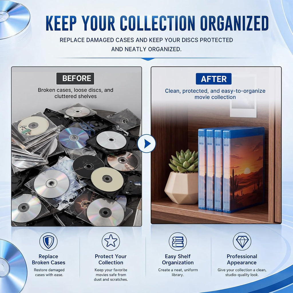 4 Pack Multi Disc Replacement Cases, 8 Disc Capacity, 26mm Thick