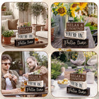 Moucuny 4 Pcs Farmhouse Table Decor Rustic Patio Stacked Wooden Decor