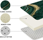 Gibelle 4 Pcs Luxury Marble Shower Curtain Set with Non-Slip Rugs, Toilet Lid Cover and Bath Mat, Gold Foil Emerald Green Bathroom Decor Set with Shower Curtain and Rugs and Accessories