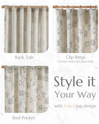 jinchan Linen Curtains Floral Curtains 96 Inch Length - Image 5