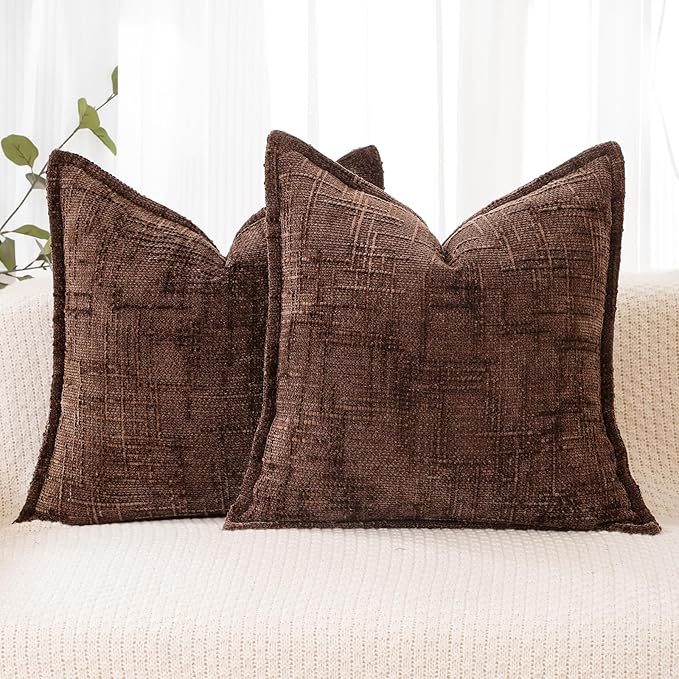 HPUK Fall Chenille Soft Throw Pillow Covers 18x18 Set of 2, Accent Cushion by HPUK