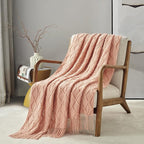 BOURINA Orange Throw Blanket 50 x70 Inches Jacquard Argyle Throw Textured Solid - Image 2