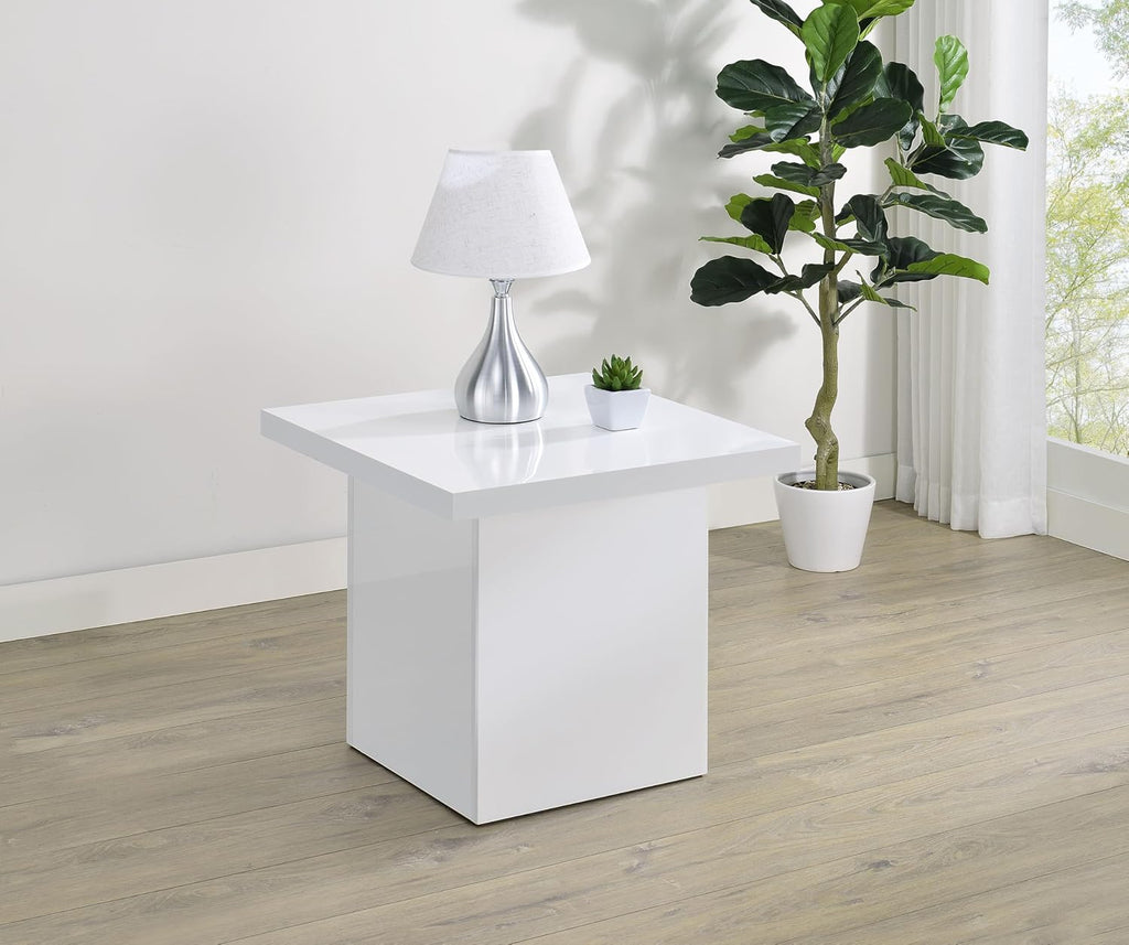 Coaster Devar 23.5-Inch Living Room Square End Table, White Gloss 710897
