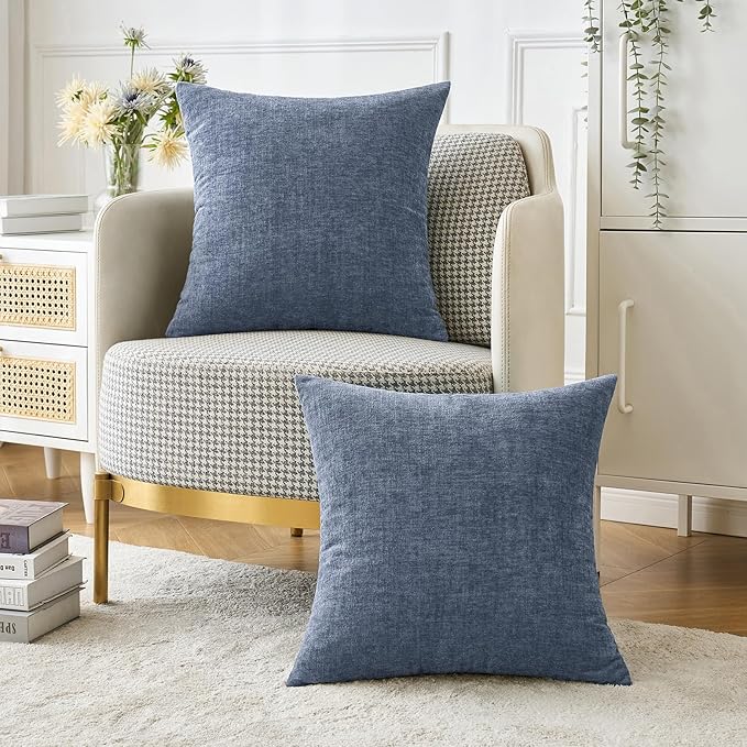 MIULEE Pack of 2 Couch Throw Pillow Covers 18x18 Inch Soft Dark Grey Blue - Image 5