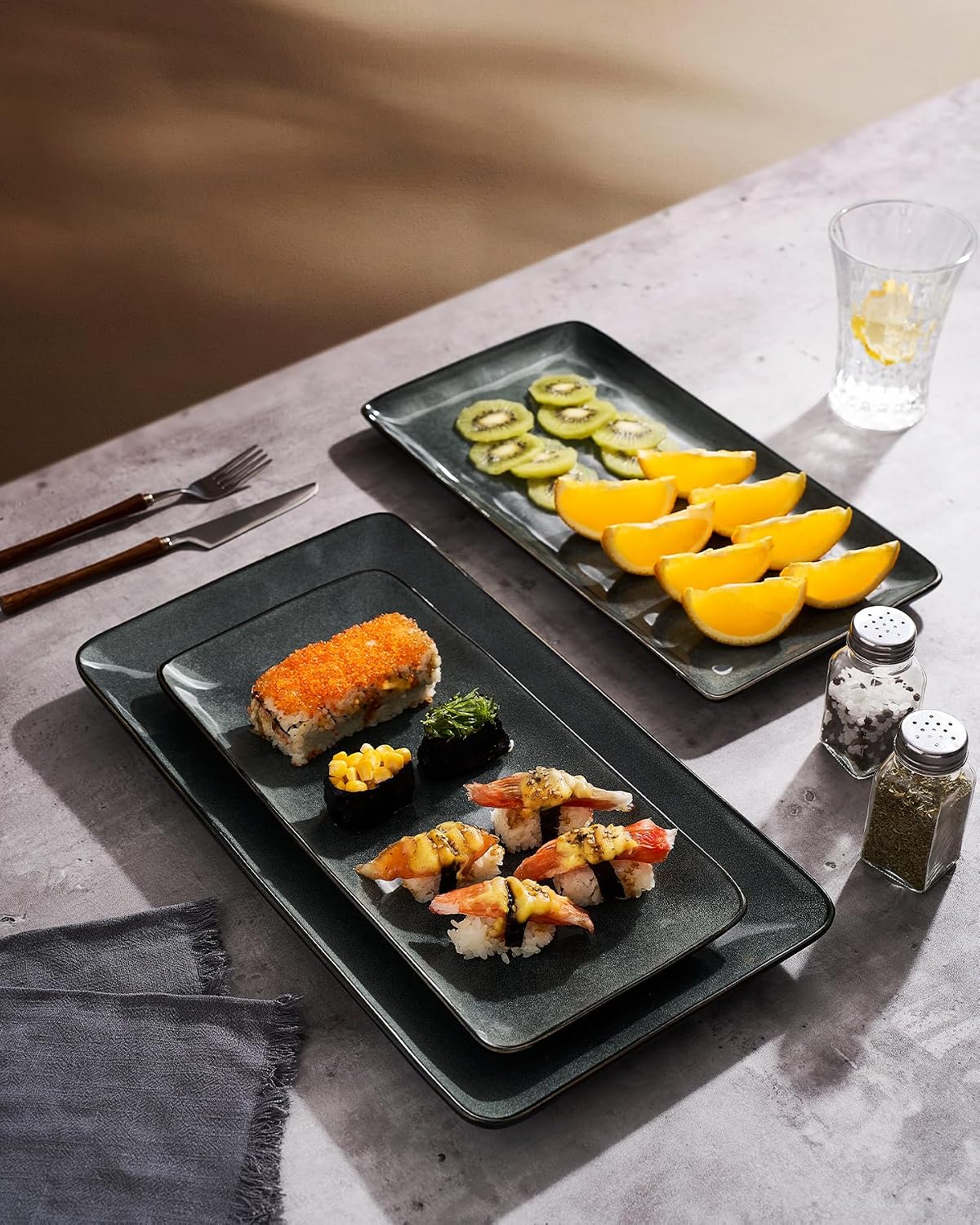 Famiware Serving Platters Set of 3 Sizes - Rectangular, Deep Forest