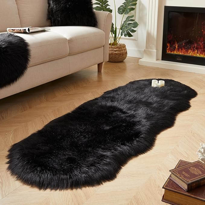 AMTOVO Faux Sheepskin Rug, 2 x 6 ft Faux Fur Rug - Image 2