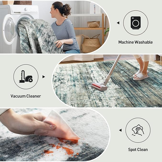 4x6 Area Rugs Washable Rug: Modern Abstract Living Room Rug Soft Anti-Skid Thin - Image 4