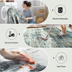 2'6''x8' Runner Rugs Washable Rug: Modern Abstract Hallway Runner Rug Indoor - Image 2