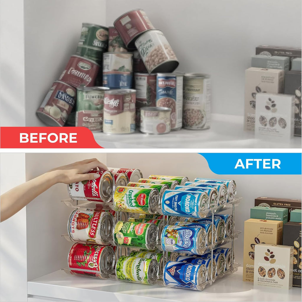Can Organizer for Pantry 3 Tiers Rolling Can Storage Cupboard