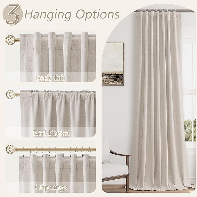 Guken 100% Blackout Curtains 108 Inch Length 2 Panels Set - Image 6