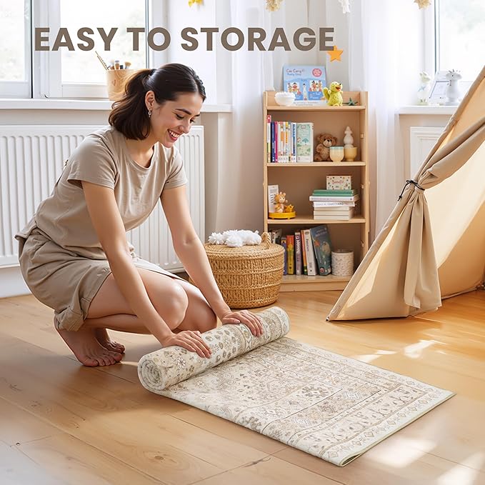 zesthome 8ft Round Rugs for Living Room, Non-Slip Washable Round Area Rugs - Image 7