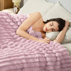 Aganear Fluffy Throw Blanket for Couch, 3D Ribbed Jacquard Warm Fuzzy Blanket by Aganear