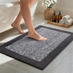 36x24 Large Bathroom Rugs Washable Non Slip, Dark Grey Bath Mat by Unknown