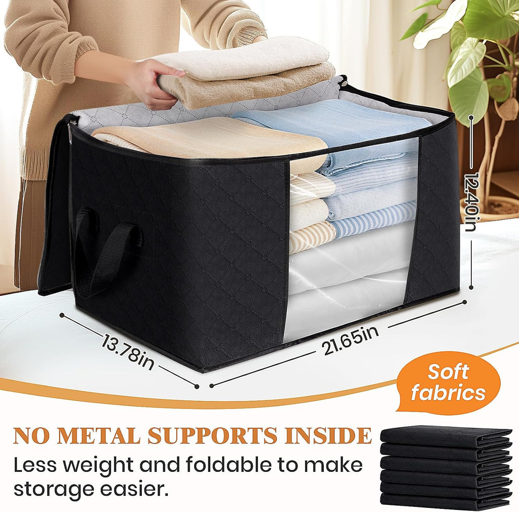 Fab totes 6 Pack Storage Bags for Clothes Blanket Storage Bins with Lids
