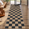 Lahome Colette Checkered Easy Jute Runner Rug, 2x8 Kitchen Rug Non Slip by Lahome