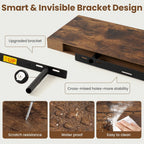 8Inch Square Floating shelves for Wall, 8In Deep, Invisible Brackets, Brown