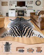 Zebra Print Rug for Living Room, Faux Fur Zebra Hide 5.2x7 Feet Animal Skin Rug - Image 5