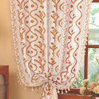 Beige Boho Curtains, Terracotta Curtains 84 Inches Long 2 Panels