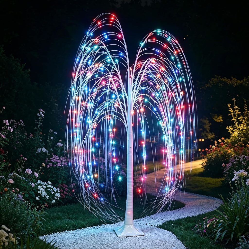 5FT Lighted Weeping Willow Tree, 216 LED Artificial Willow Tree, Warm