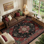 Area Rugs 6'x9' Washable Non-Slip, Floral Vintage Distress Print Pattern by RELEANY