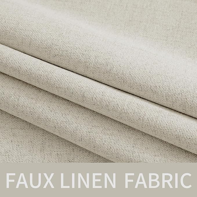 MIULEE Linen Texture Curtains for Bedroom Light Cream 100% Blackout Thermal - Image 5