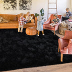 Rugs for Living Room 5x7, Soft Shaggy Modern Shag Black Area Rug for Bedroom - Image 6