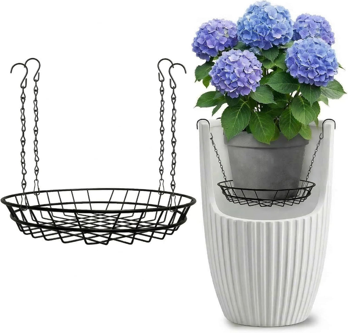 2 Pack Adjustable Planter Inserts with Chains and S Hooks for 12-18" Pots.