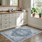 2x3 Area Rugs Living Room Rug: Washable Vintage Boho Medallion Rug No Slip - Image 4