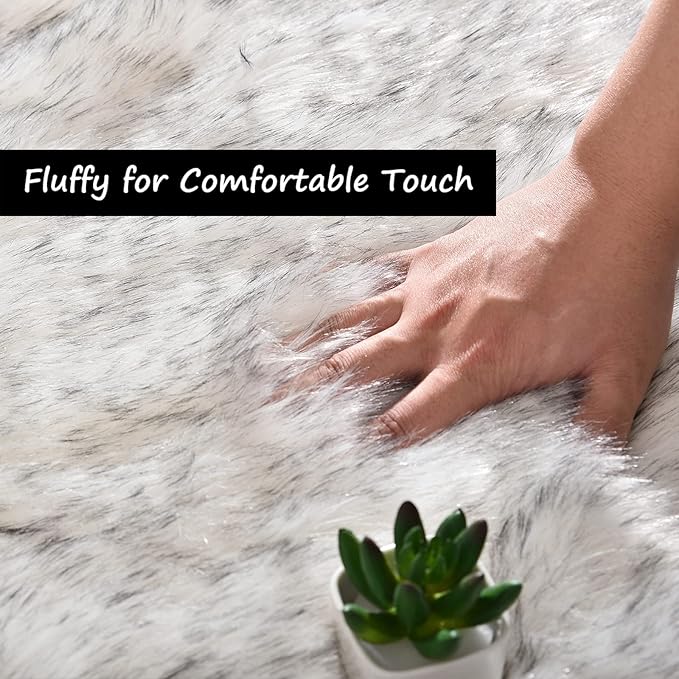 Goolela Sheepskin Area Rug 10x12 Fluffy Fuzzy Faux Fur Carpet - Image 4