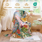 MSGKV Boho Throw Blanket for Bed 60"x80" Cotton Couch Blankets Floral Twin Size - Image 2