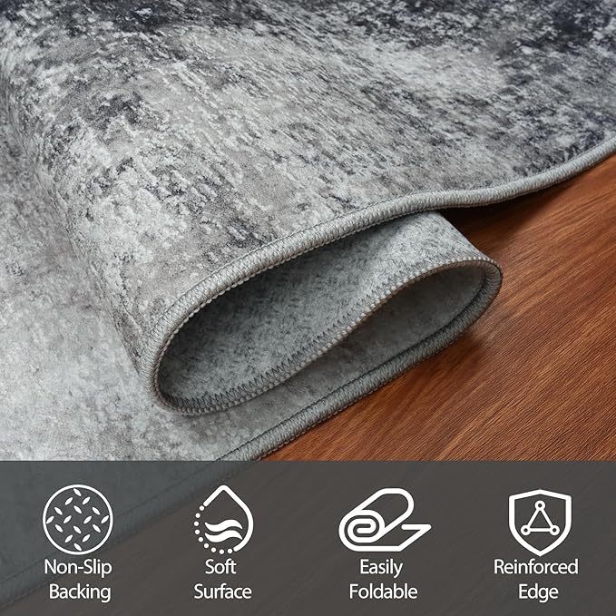 10x14 Area Rugs for Living Room Rug Washable: Abstract Large Rug Indoor Modern - Image 3