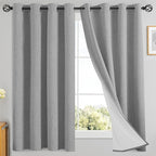 Yakamok Dove Grey Linen Curtains 100% Blackout 63 Inches Long, Room Darkening by Yakamok