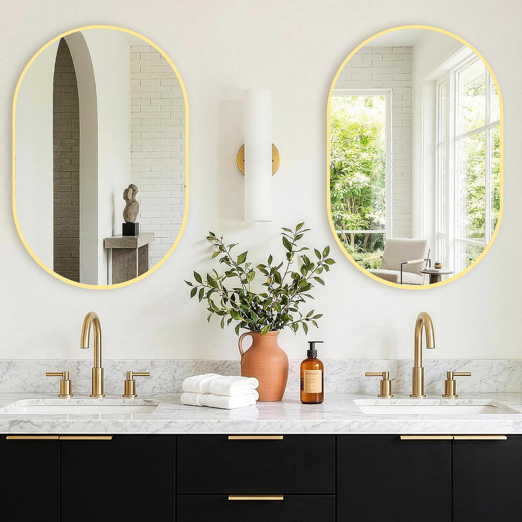 Oval Bathroom Mirror, 2 Pack 20"x30" Gold Vanity Mirror for Over Sink