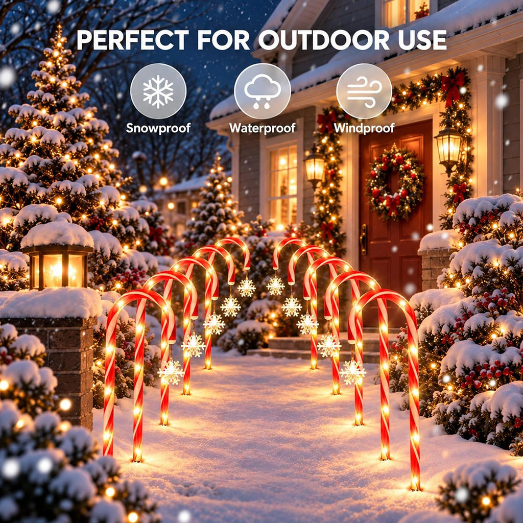 20 Pack Solar Candy Cane Pathway Lights, Warm White Christmas Yard Decor