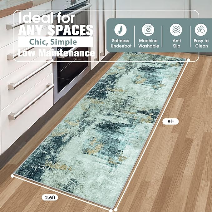 Runner Rug for Hallways Kitchen 2'6"x8' Washable Non Slip: Carpet Non Skid 8ft - Image 2
