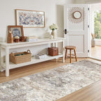 UERMEI 3X8 Washable Runner Rug for Hallway: Soft Neutral Modern Abstract Area - Image 2