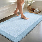 70x24 Long Bathroom Rugs Washable Non Slip, Light Blue Bath Mat by Unknown