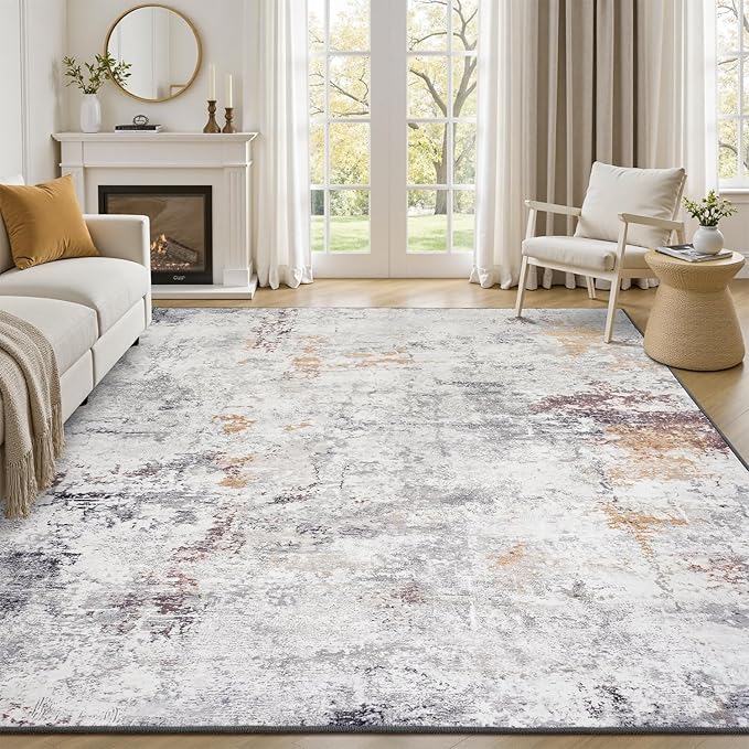 Rugflix 9x12 Area Rugs for Living Room, Washable Large Rug Stain-Resistant Low by RugflixAreaRugs