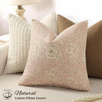 Vintage Floral Print Throw Pillow Covers 20x20 Set of 2 Neutral Modern Farmhouse Pillowcases Accent Decorative Cushion Covers Boho Home Decor for Couch Sofa Chair Bed Living Room, Champagne Pink